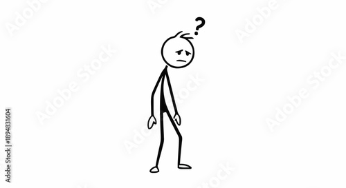 Stick figure looking confused with a question mark above its head.