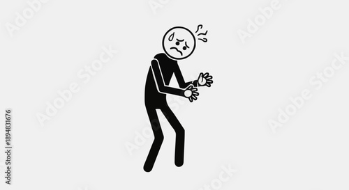 Stick figure feeling stressed and overwhelmed with anxiety.