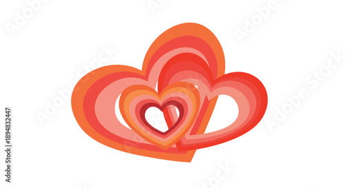 A modern abstract representation of interconnected hearts evoking feelings of Valentine's Day romance and personal self-care, perfect for expressions of love and well-being