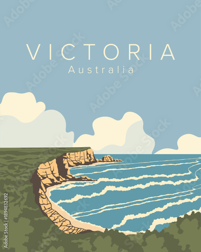 Victoria Australia travel poster, banner, cover