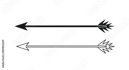 Two arrows pointing different directions a striking black silhouette