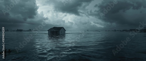 Panel kuchenny z motywem Hurricane rainfall causes flood waters to surround homes in Florida neighborhood