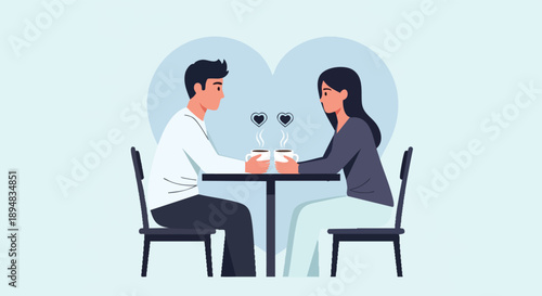 Modern Romance, Valentine's Day, and Self-Care A Couple Holding Hands Over Coffee in a Romantic Setting