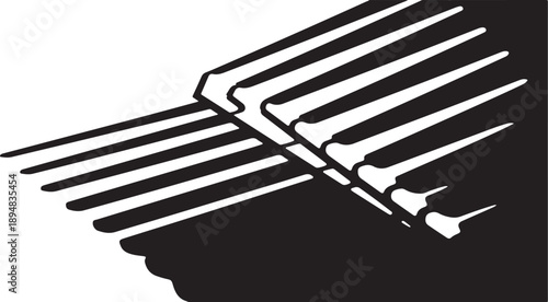 Black and white abstract design with geometric lines pattern