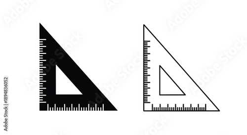 Two triangular rulers with measurements a striking silhouette
