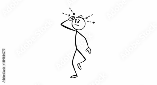 Stick figure man confused with question marks and arrows around head.