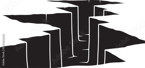 Black and white abstract cityscape with geometric shapes illustration