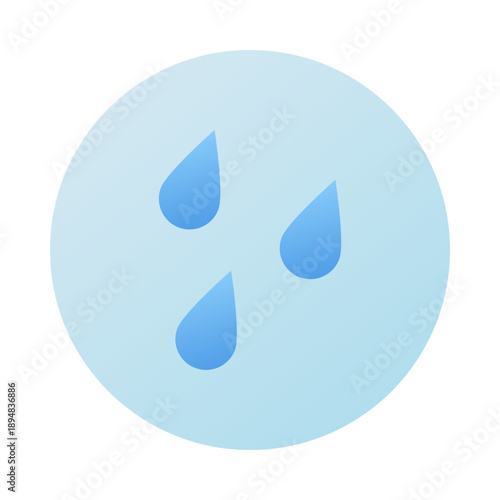 3 Water drops icon. Rain and rainfall. Sky and weather design element. Round Isolated vector illustration.