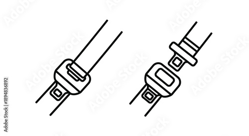 Two seatbelt buckle illustrations in a minimalist black line silhouette