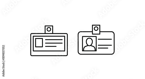 Two identification badges with simple designs linear silhouette