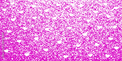 Seamless pink knitted fabric texture background with a light purple floral heart pattern and vintage paper flower illustration for a romantic Valentine wallpaper design