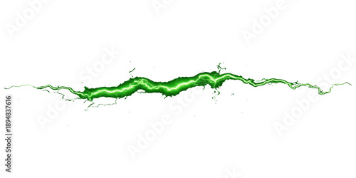 Abstract green paint splashes and fresh liquid droplets create a clean motion of transparent waves and green bubbles against a white background for a sense of nature and purity
