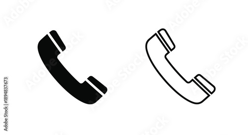 Two black telephone handset outlines a modern graphic silhouette