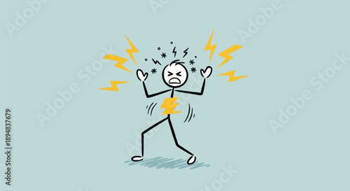 Stick figure overwhelmed by stress and anxiety.