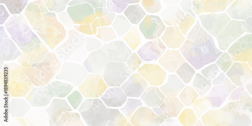 Abstract colorful geometric background featuring a seamless honeycomb pattern with yellow hexagonal cells and golden triangle shapes for a vibrant beehive texture design