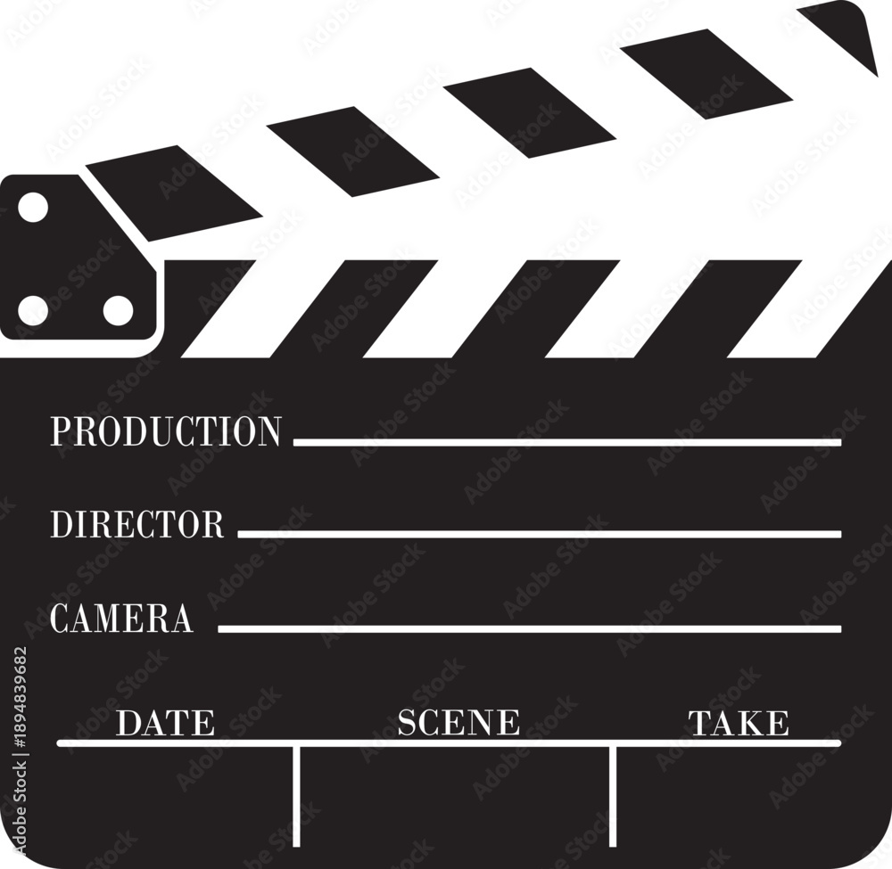 Obraz premium Clapper board film production vector icon for cinema video editing isolated flat design illustration for movie industry set collection group creative media symbol Opened and closed movie clapper.