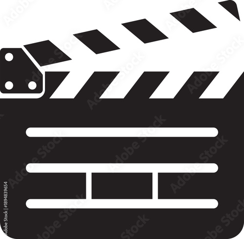 Clapper board film production vector icon for cinema video editing isolated flat design illustration for movie industry set collection group creative media symbol Opened and closed movie clapper.