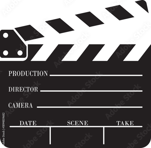 Clapper board film production vector icon for cinema video editing isolated flat design illustration for movie industry set collection group creative media symbol Opened and closed movie clapper.