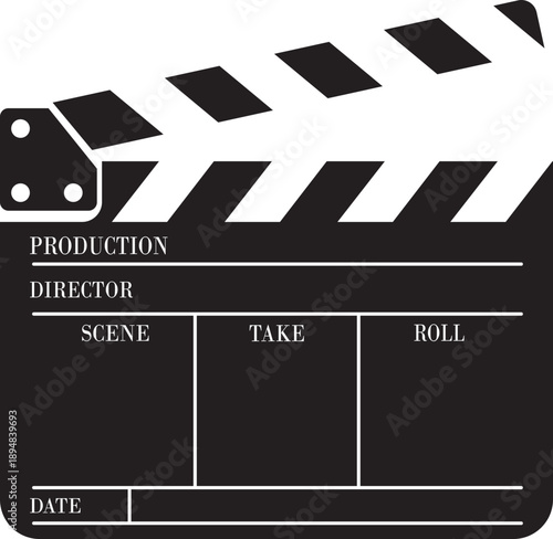 Clapper board film production vector icon for cinema video editing isolated flat design illustration for movie industry set collection group creative media symbol Opened and closed movie clapper.
