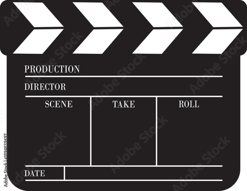 Clapper board film production vector icon for cinema video editing isolated flat design illustration for movie industry set collection group creative media symbol Opened and closed movie clapper.