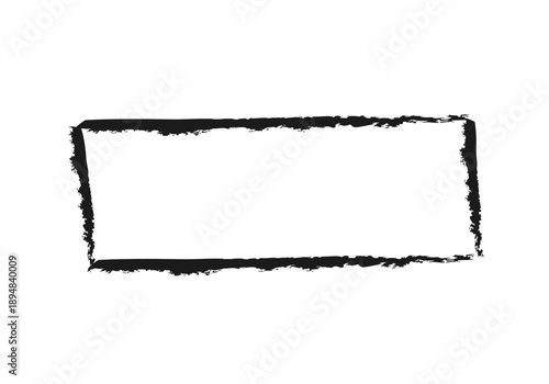 Marco rectangular negro con bordes de trazo de pincel y textura grunge