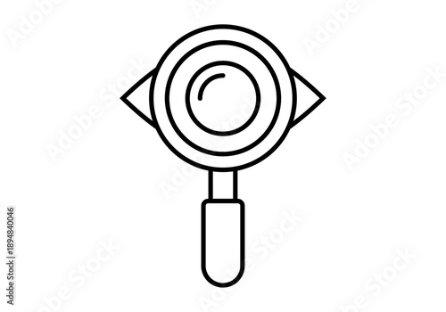 Icono negro de lupa de línea negra con un ojo en su interior y mango vertical