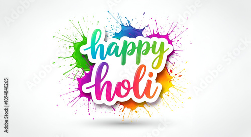 Holi colorful splash greeting design with vibrant paint strokes expressing Indian festival culture emotion joy celebration for commercial branding marketing advertising and creative use