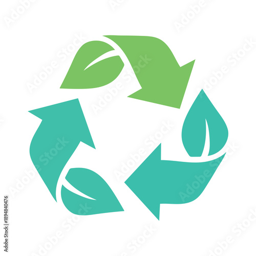 Eco-Friendly Recycling: A vibrant icon of the recycling symbol with leaves, symbolizing the harmonious blend of nature and sustainability.
