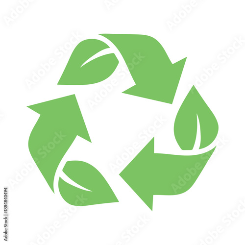Eco-Friendly Cycle: A vibrant emblem of environmental responsibility, showcasing a green recycling symbol with the subtle integration of leaves.