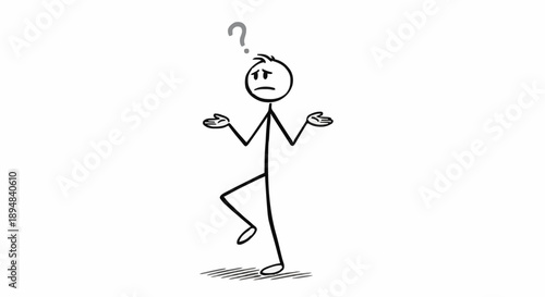 Stick figure person confused with question mark above head.