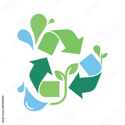 Recycle Icon: A vibrant recycle icon, symbolizing environmental sustainability. This image conveys the importance of recycling, reuse, and the conservation of resources.
