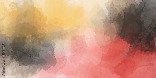 Vibrant abstract watercolor painting featuring fiery orange and red brush strokes on textured vintage paper with a blue smoke pattern and grunge flame design