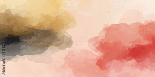 Vintage watercolor sky with soft blue clouds, misty light, and textured paper creating a dreamy cloudy atmosphere