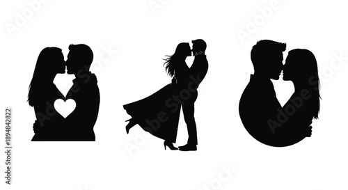 Couple kissing silhouette collection