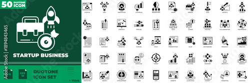 Startup Business Duotone Editable Icons set