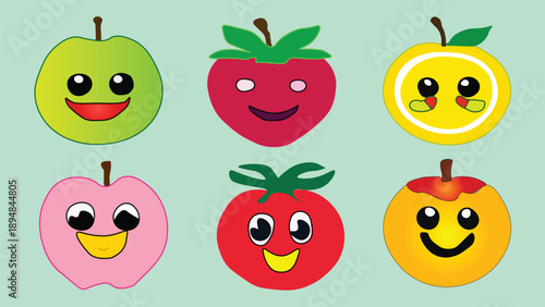 fruit emoji stickers.Art & Illustration