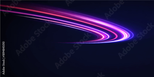 An abstract blue and purple background features glowing light lines and flowing waves of energy in a bright, futuristic motion pattern for a textured vector wallpaper design