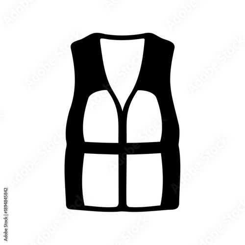 Silhouette of a personal flotation device or life vest with black fill