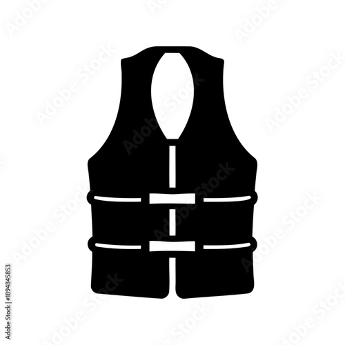 Stylized Black and White Illustration of a Life Vest for Boating Safety