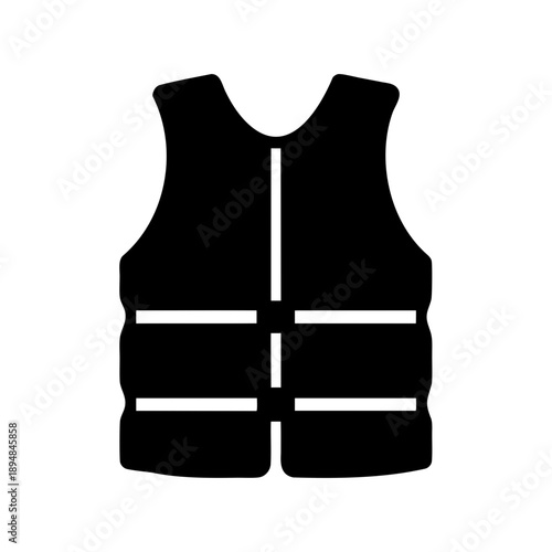 Simple black and white illustration of a life vest for safety