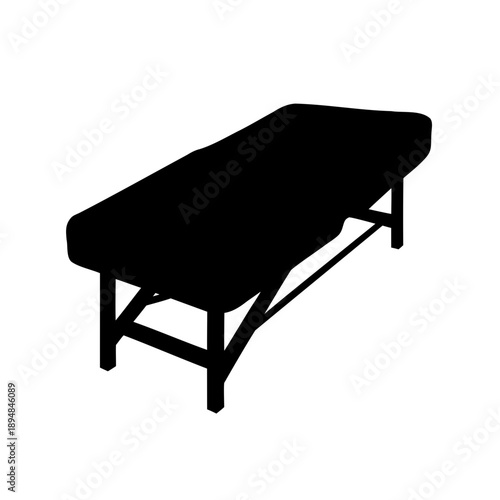 Silhouette of a massage table, with a modern design and minimalist look
