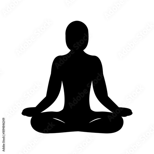 Silhouette of a person in lotus position practicing meditation and mindfulness