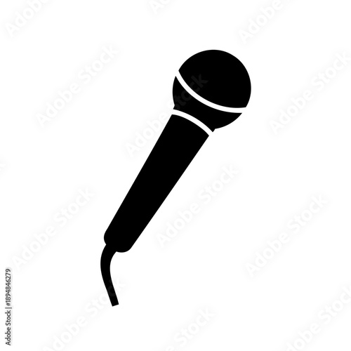 A simple black and white microphone image for audio applications and presentations