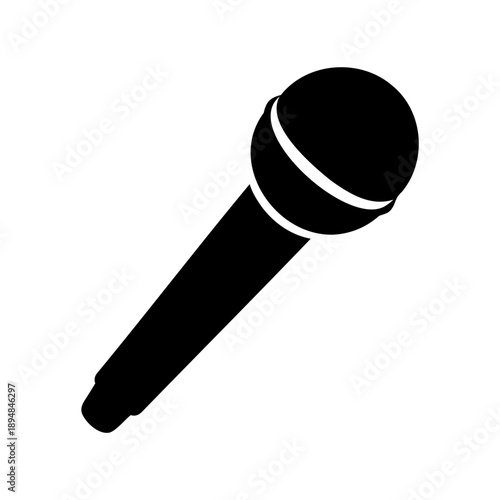 Black silhouette of a classic microphone for audio recording purposes