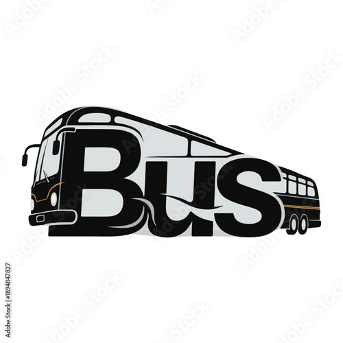 Modern Bus Coach Creative Typography Illustration