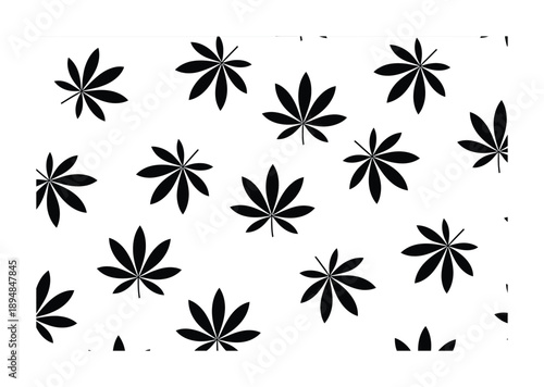 Vector illustration Black Leaf Pattern on White Background