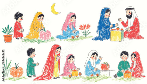 Illustration of diverse people celebrating together.