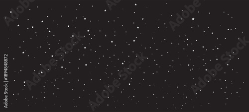 The night sky is full of stars. Blue night sky with stars vector illustration. Night shining starry sky.