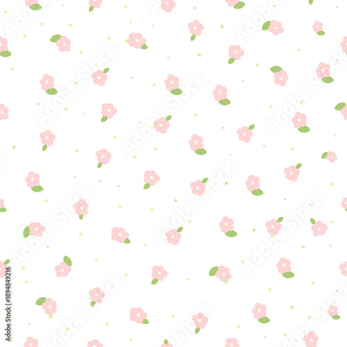 Cute pink small scale flower seamless fabric pattern.eps