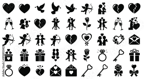Collection of love symbols and icons for valentine's day